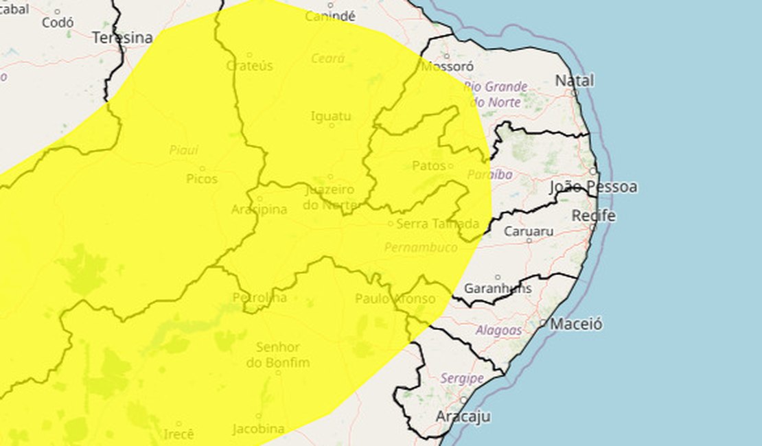 Inmet emite alerta de baixa umidade para o Sertão de Alagoas nesta sexta (4)