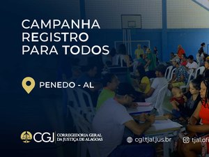 Justiça emitirá registros gratuitos em Penedo, nos dias 10 e 11 de outubro