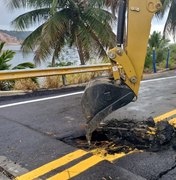 Governo inicia obra para tapar buraco em ponte sobre o Rio São Miguel, em AL