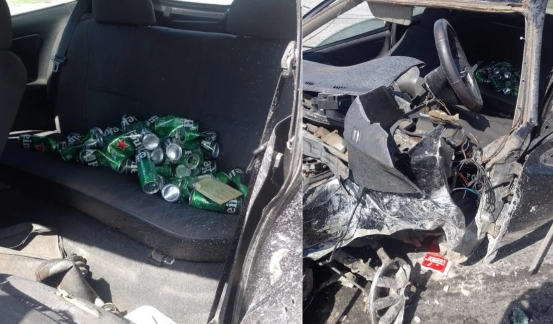 Carro que colidiu contra poste no Santa Amélia estava cheio de latas de cerveja; motorista morreu na hora