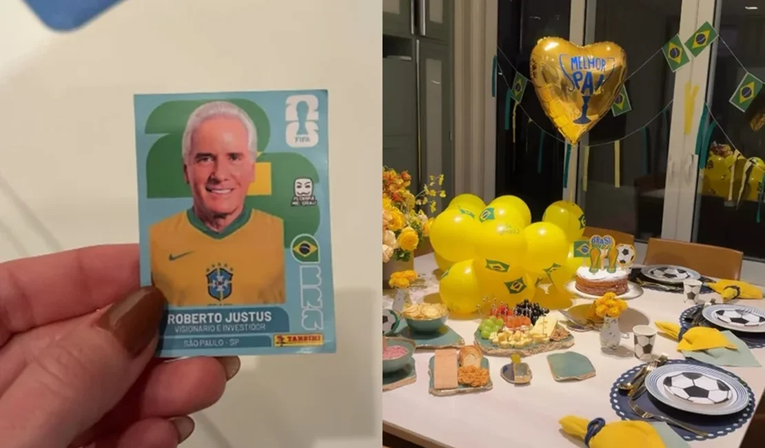 Roberto Justus ganha figurinha da Copa com seu rosto em festa temática