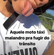 Anitta pega mototáxi para escapar de trânsito do Rio de Janeiro