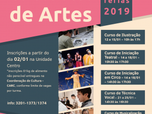 Sesc abre inscrições gratuitas para Cursos de Artes nas férias