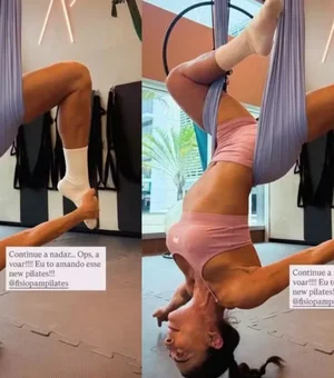 Juliana Paes impressiona em aula de pilates aéreo: “Estou amando”