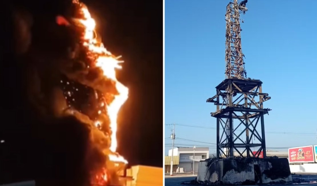 Estátua da Havan é destruída após incêndio em Petrolina, PE