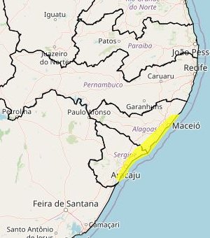 Inmet divulga previsão de chuvas intensas para a faixa leste de Alagoas e de Sergipe