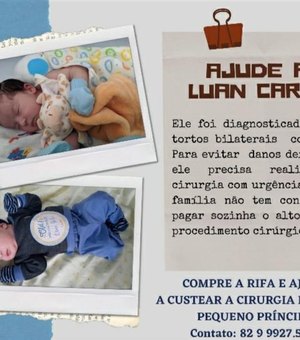 Família faz campanha para que bebê possa realizar cirurgia de urgência