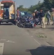 Motociclista fica ferido após colidir contra um carro na AL-115, em Palmeira dos Índios