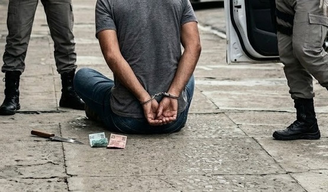 Homem é preso após ameaçar mãe com faca em Arapiraca por causa de R$ 20