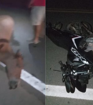 Mulher morre após colisão entre moto e cavalo solto na pista em Colônia de Leopoldina