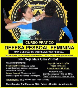 Arapiraca receberá curso de Defesa Pessoal Feminina 