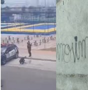 Homem detido por pichar praça recém-inaugurada no Osman é visto 'repintando' local