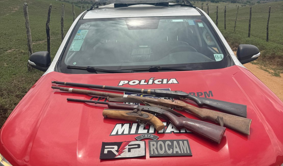 Armas artesanais são apreendidas em galpão na zona rural de Taquarana