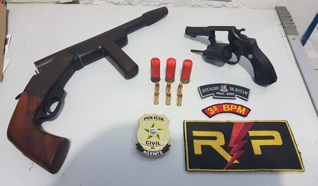 Espingarda e revólver são apreendidos na zona rural de Traipu 