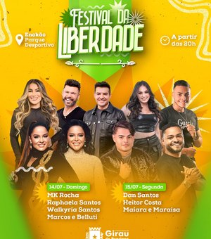 Festival da Liberdade promete agitar Girau do Ponciano com grandes atrações