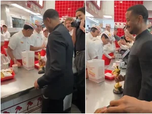 Michael B. Jordan comemora vitória do Oscar em fast food