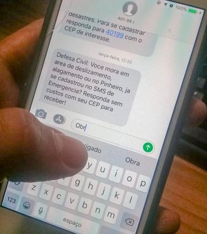 Defesa Civil envia alertas por SMS para população prevenir riscos