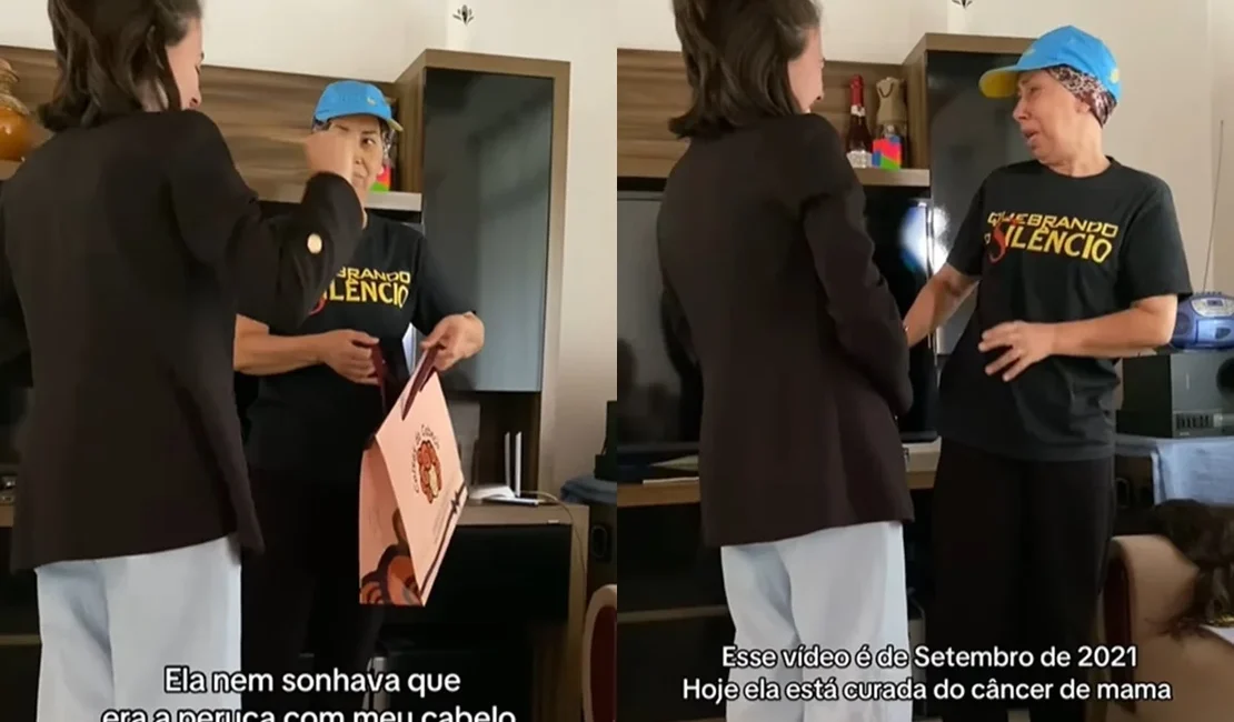 Jovem comove ao cortar cabelo e fazer peruca para madrinha com câncer