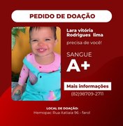 Bebê precisa de doação de sangue para cirurgia cardíaca em Maceió