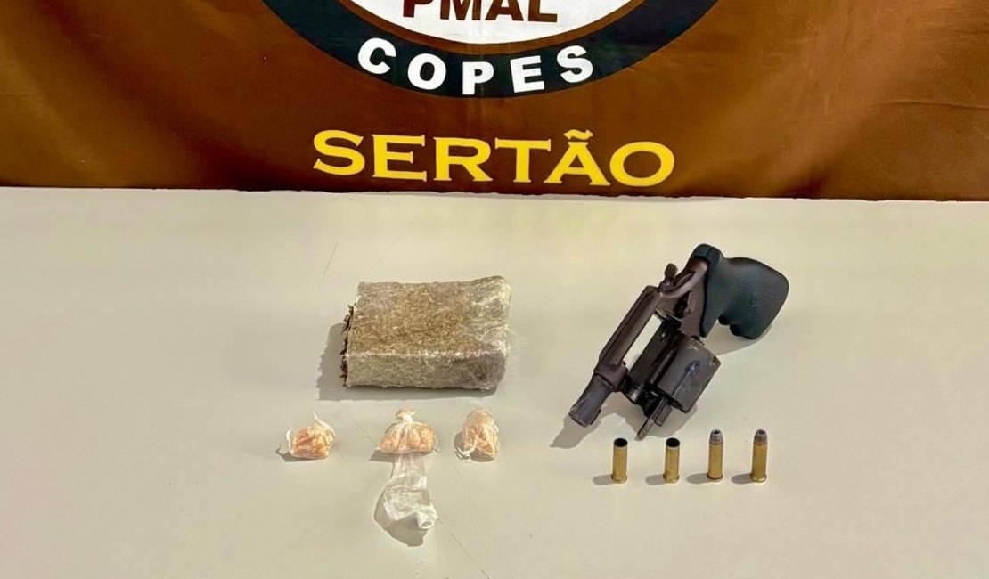 PM apreende arma e drogas durante ação em Olho d’Água das Flores