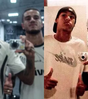 Antes x Depois: Neymar posa ao lado de Philippe Coutinho para recriar foto