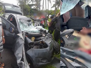 Colisão entre ônibus e carro deixa veículo destruído e homem ferido em Maceió