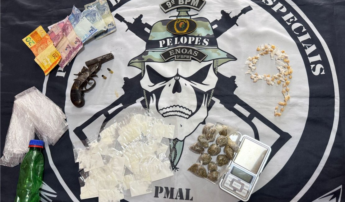 Jovem é preso com drogas e arma de fogo durante patrulhamento em Delmiro Gouveia