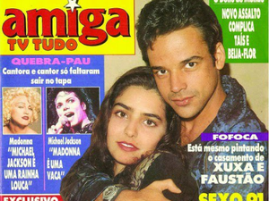 Perfil resgata capa de revista antiga, que insinua relação entre Faustão e Xuxa