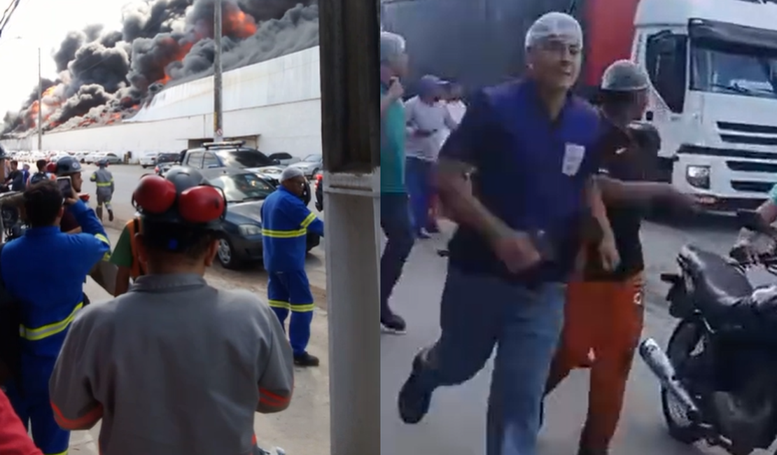 [Vídeo] Trabalhadores são evacuados durante incêndio em fábrica no Distrito Industrial