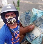 Mototaxista procura cliente que entregou dinheiro a mais por corrida em Arapiraca