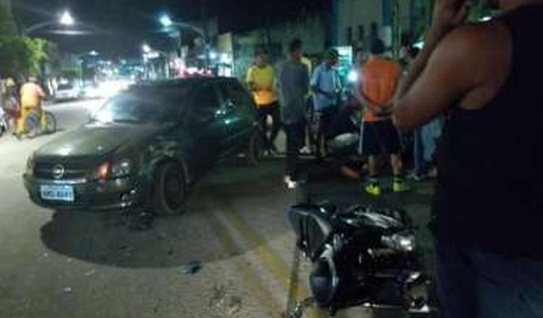 Motociclista fica ferido após acidente com carro em São Miguel dos Campos