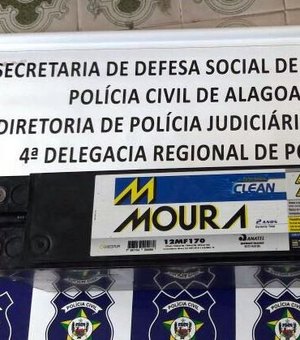 Bateria de torre de celular roubada em PE é recuperada em Alagoas