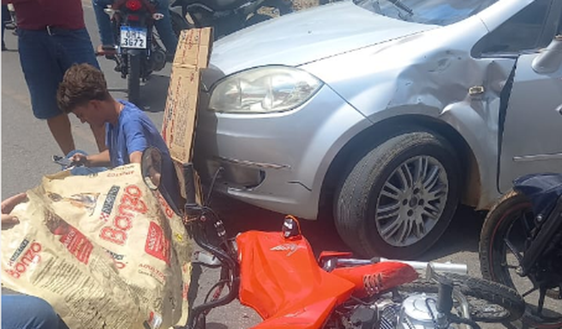 Acidente deixa dois feridos e trânsito lento na rua Benjamin Freire, em Arapiraca