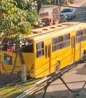 Ônibus escolar sem freios desce ladeira de ré e atinge veículos em Palmeira dos Índios