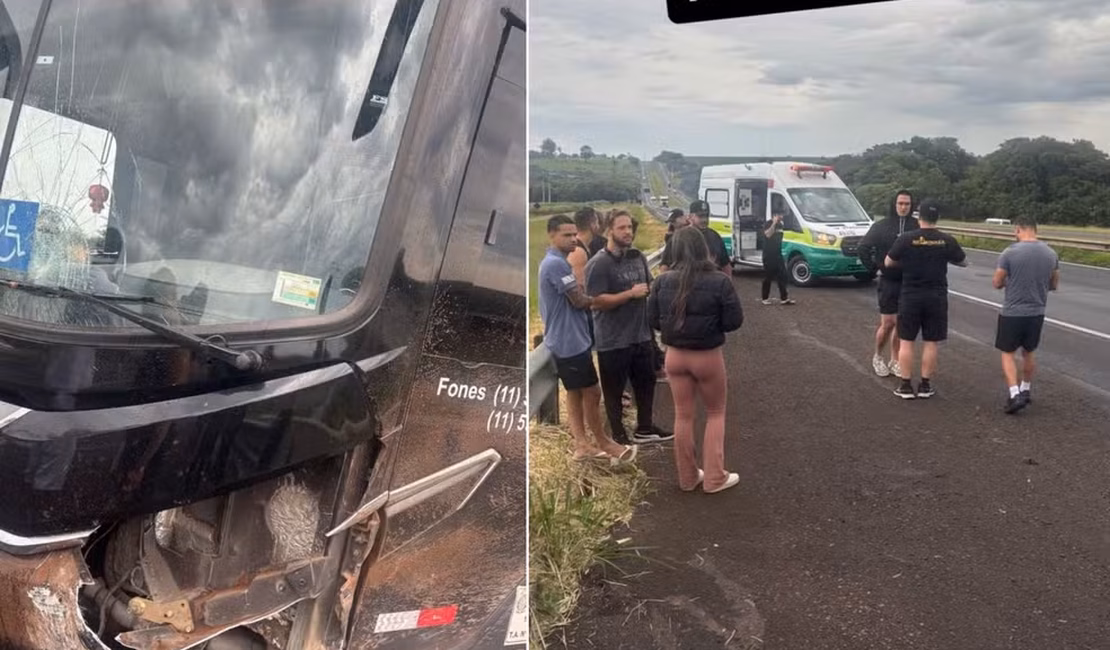 Cantor Latino e equipe sofrem acidente de ônibus na Rodovia SP-310 no interior de SP
