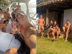 Após fim de casamento, Gabriel Medina se junta com 'parças' para festejar no litoral de São Paulo