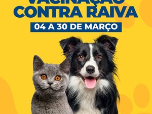 Campanha de Vacinação Antirrábica inicia neste sábado (4) em Palmeira