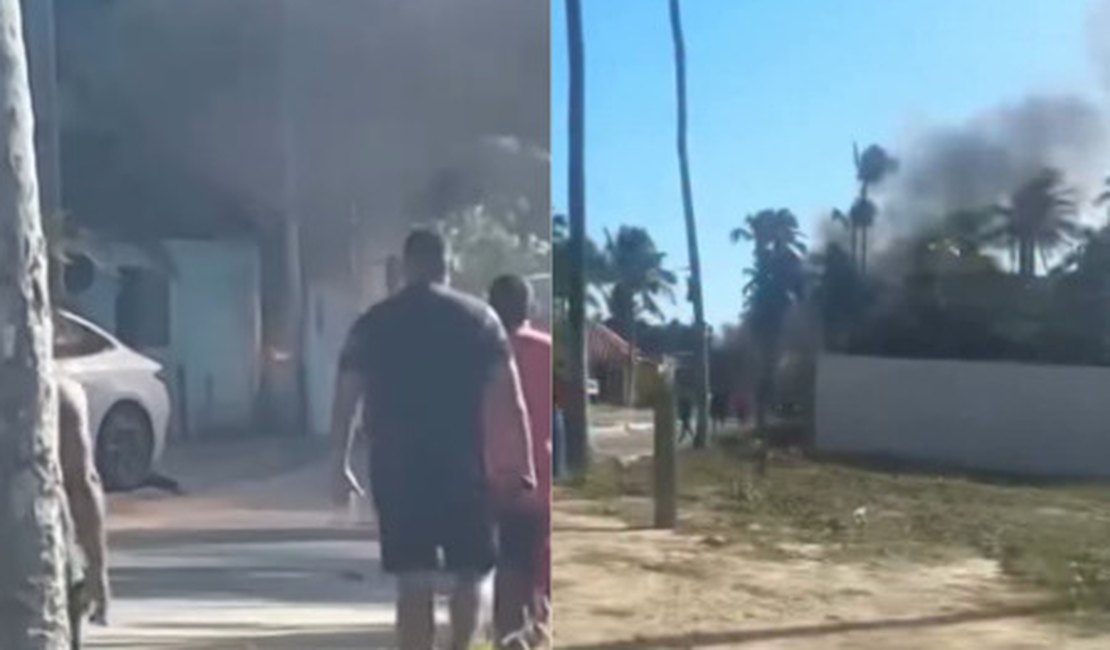 Incêndio atinge barraca de praia e mulher é socorrida em Guaxuma