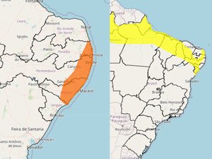 Inmet emite novos alertas e aponta riscos de grandes alagamentos e deslizamentos em Alagoas