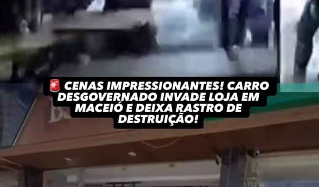 Carro desgovernado invade e destrói parte de loja no bairro Mangabeiras