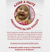 Bebê internada em Maceió precisa urgente de doação de sangue