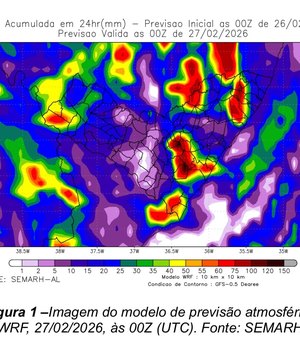 Sala de Alerta emite aviso de chuvas com ventos e raios de quinta-feira até domingo em AL
