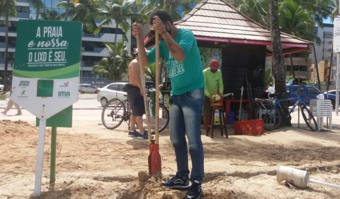 Nossa Praia inicia ações de reposição de placas e bobinas no litoral de Alagoas