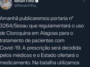 Sesau regulará uso de Cloroquina para o combate ao Coronavírus em Alagoas
