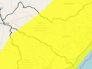 Inmet emite alerta amarelo de potencial perigo de chuvas para 10 municípios alagoanos