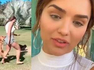 Rafa Kalimann é 'atacada' por cachorro e leva mordida no bumbum