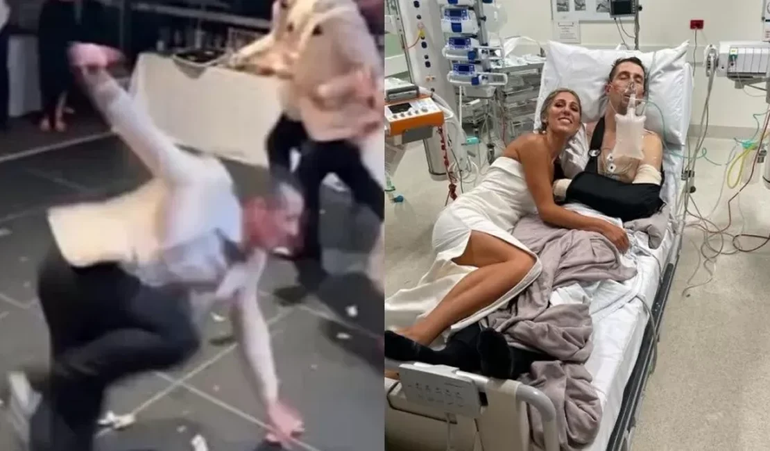 Casal passa lua de mel em hospital após noivo cair durante homenagem