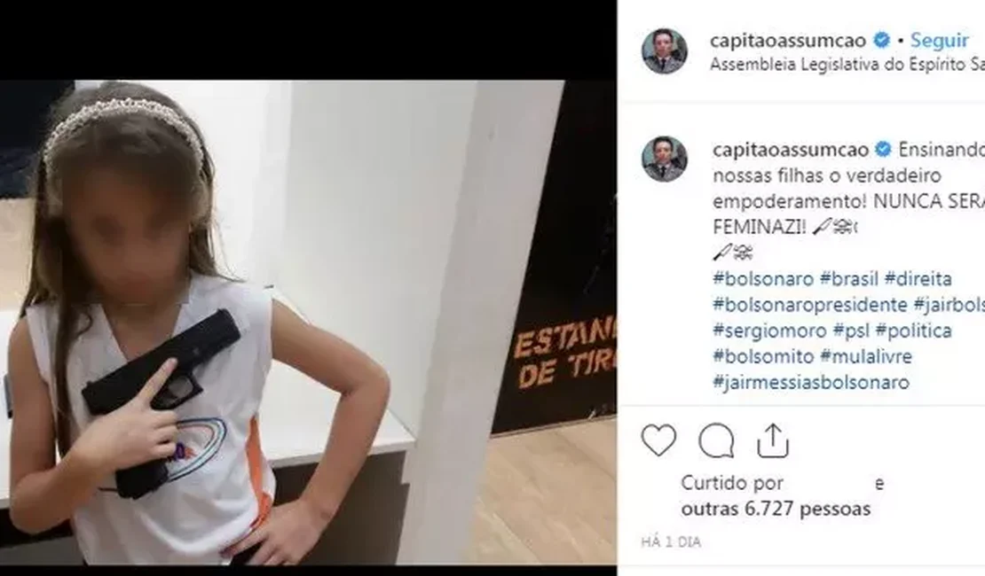 Após provocar: “me prende, feminazi”, deputado do PSL arrega e apaga foto da filha com arma