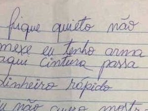Homem diz ser surdo e entrega bilhete para anunciar assalto