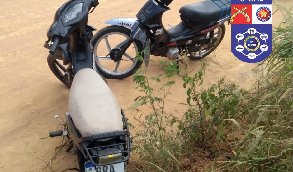 Policiais militares da Rádio Patrulha recuperam duas motos em estrada vicinal na zona rural de Arapiraca
